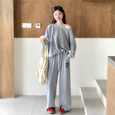 【现货】长袖露肩数字卫衣长裤两件套2C327-9902-P160-K238，女装套装/套裙，2C327