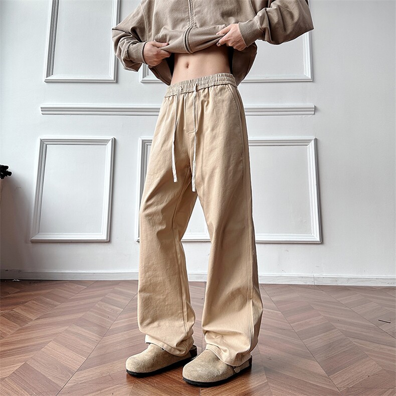 K3301-P40后双贴袋全橡筋腰休闲直筒裤男秋宽松纯棉百搭长裤，男装休闲裤，电商A178