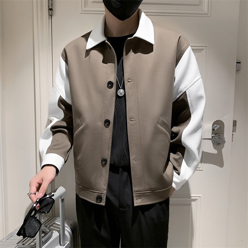 社会小伙风拼色时尚休闲外套复古百搭男士夹克潮JK089-P110,男装夹克,电商A413