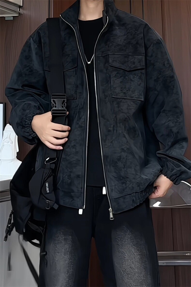 PY5071/P85秋装新款宽松皮衣皮夹克男休闲百搭潮流痞帅上衣外套,男装夹克,电商A141