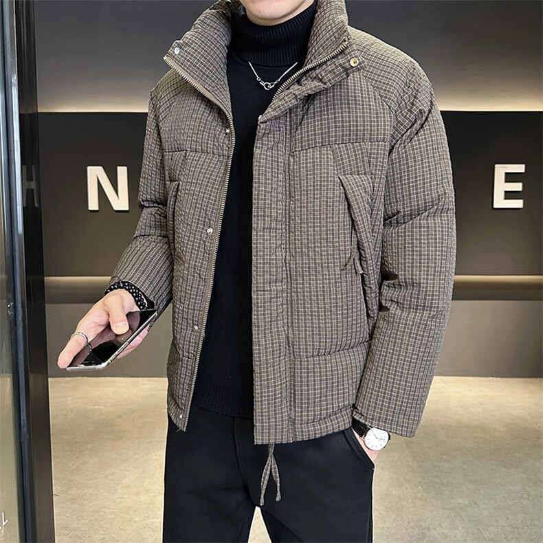 轻薄男冬季2025新款格子立领男装加厚外套A313-2450-P195,男装羽绒服,电商A313