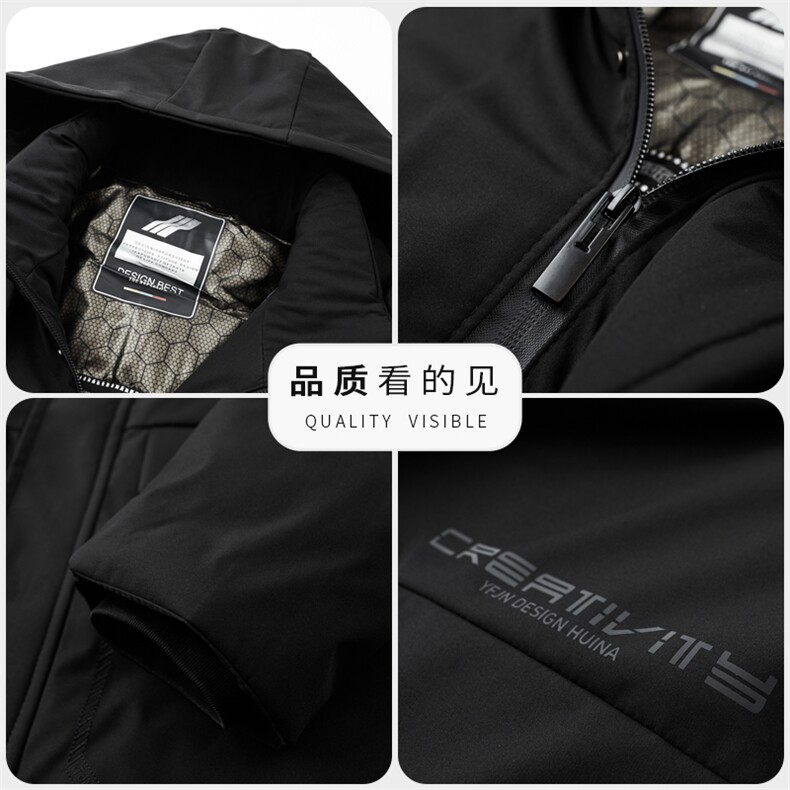 秋冬季棉服男士加绒保暖休闲商务防寒可脱卸帽外套加厚户外男装,男装棉衣,钱塘6003（原4033）