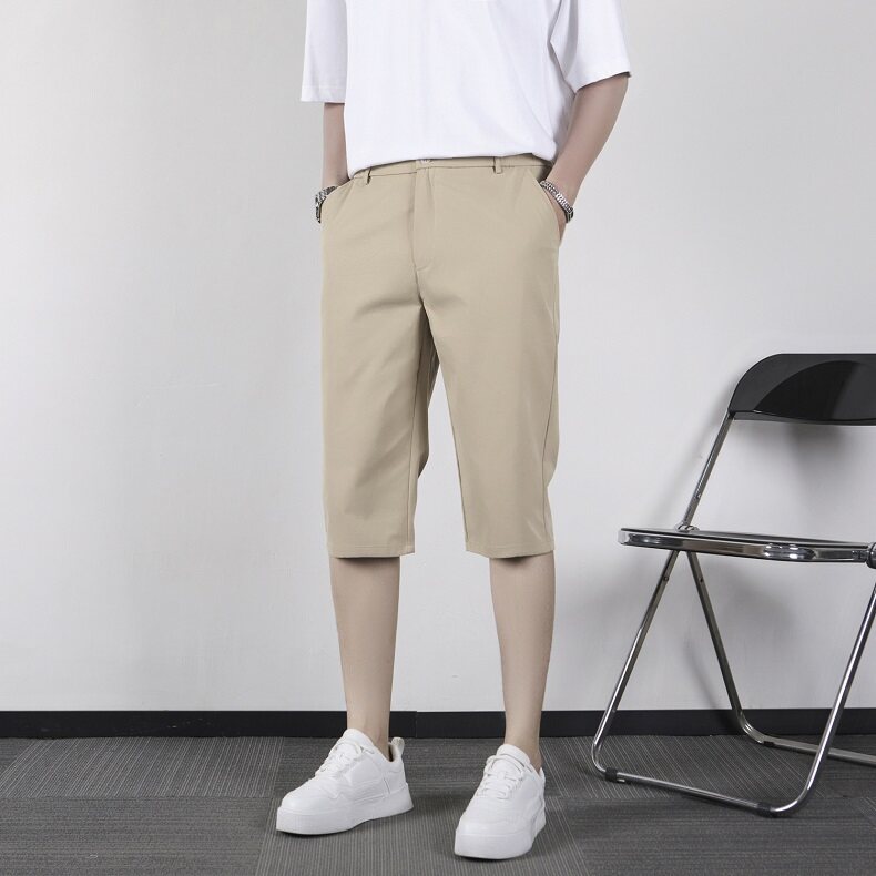 百搭ins潮流新款日系慵懒夏季冰丝商务休闲短裤六分裤宽松KA70,男装牛仔裤,星座1116A-2（原606A-1）