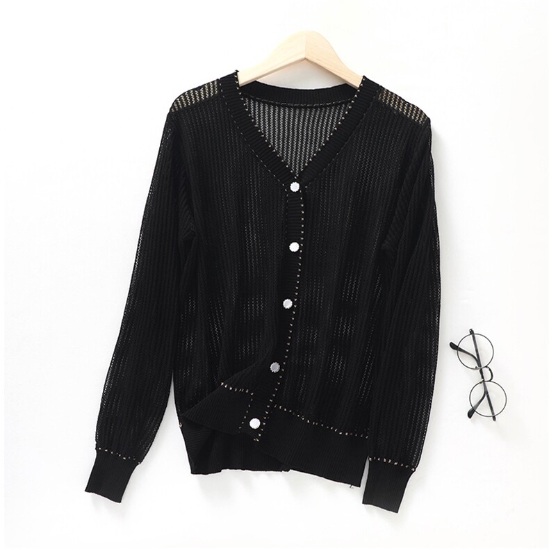 轻熟知性气质时尚百搭女士金丝边大版防晒开衫，女装蕾丝衫/雪纺衫，北娇羊绒