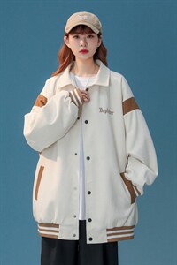 中性2025秋装刺绣拼接夹克秋季宽松潮流情侣装外套S135-P108女类图片