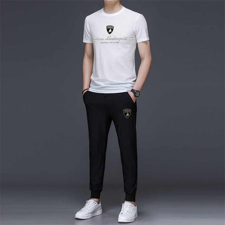 JG1867男士2023年春夏季新款运动套装短袖长裤T恤卫裤二件套P110,男装休闲套装,电商B360