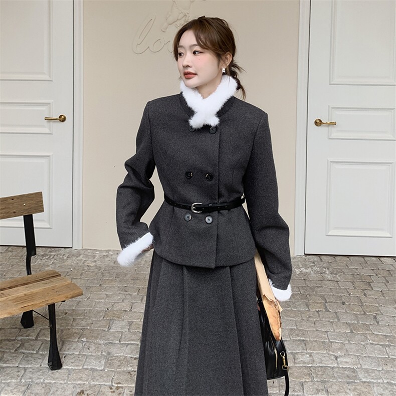 已现货！【新款】时尚保暖套装呢子送腰带8838-P205-K298,女装套装/套裙,2C305