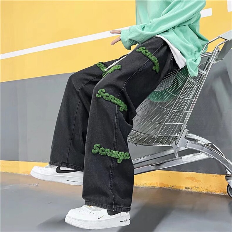 牛仔裤男ins潮牌宽松日系大码直筒裤T271P55,男装牛仔裤,星座1116-2