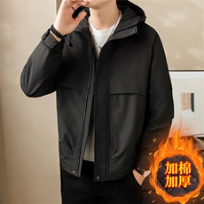 在仓现货热卖加棉加厚连帽二棉夹克棉衣外套上衣男190P105，男装夹克，电商B226-2（原B217-2）
