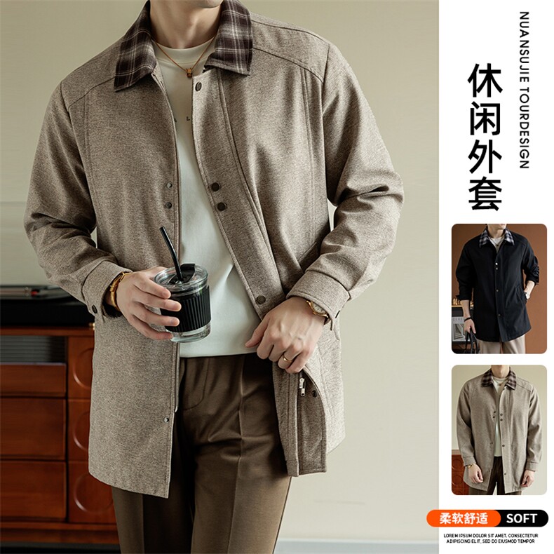 老钱风大码休闲夹克风衣8569-P80控169大码元图片