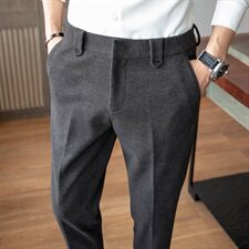 A102秋冬加厚毛呢料男士长裤休闲裤-四色-增大到38码，男装休闲裤，电商A211