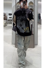 wassuphappy美式半拉链卫衣男春秋季潮流高街复古上衣服休闲外套，男装卫衣，电商A102B