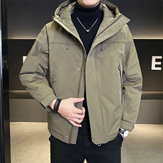 休闲连帽羽绒服那标50白鸭绒保暖外套纯色上衣B317/6086/P225，男装羽绒服，电商B317