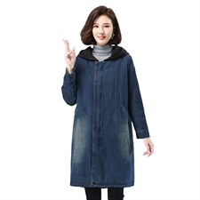 2021年冬季加厚通勤拼接连帽夹棉牛仔外套，女装棉衣/棉服，叶笙衣