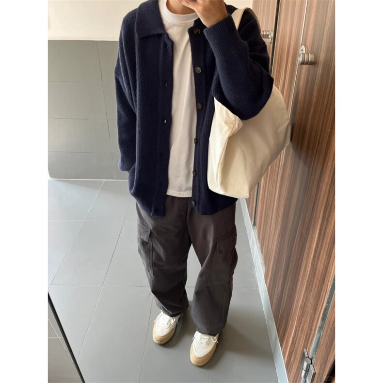 【有货】MY0339ZZ-特73 秋冬季加厚针织开衫外套男士慵懒翻领毛衣图片