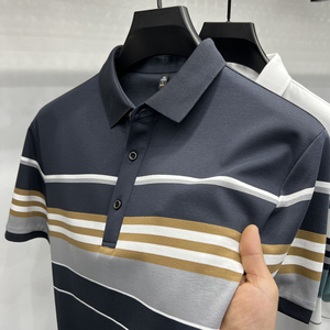 夏季新款男士短袖POLO杉高档轻商务翻领百搭中年爸爸装图片