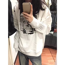 网图有货美式贴布刺绣华棉宽松情侣圆领长袖卫衣男女A980-P43，男装卫衣，星座1505