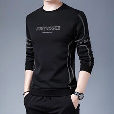 加绒卫衣男士冬季长袖圆领t恤男士潮流套头打底上衣TTH9806-P80，男装T恤，电商B212（原钱塘6029）