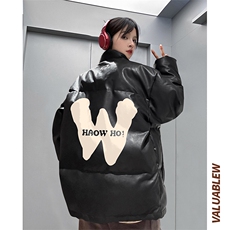均可提供短视频高品质港风W英文PU皮加厚棉衣PM105-p110控148，男装棉衣，星座508（原C305）