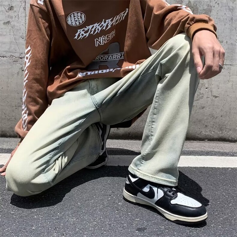 牛仔裤男秋季潮大码休闲裤子高街复古黄泥牛仔N301P38,男装牛仔裤,星座1116-2