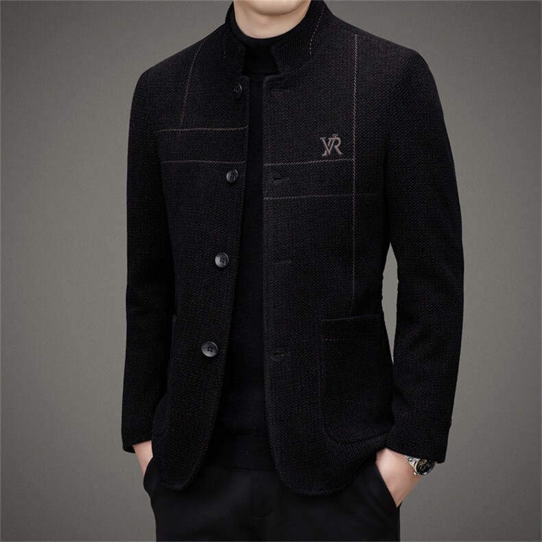 男士立领羽绒服2023冬季新款商务休闲中年爸爸装上衣加厚保暖外套，男装羽绒服，电商B212（原钱塘6029）