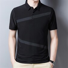 百搭长袖2023年时尚夏季宽松中年上衣翻领潮流T恤QPSF117，男装T恤，钱塘6003（原4033）