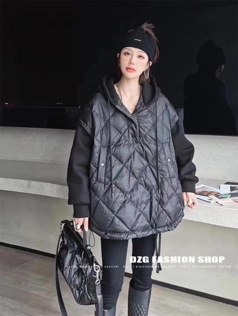 羽绒拼接卫衣，女装卫衣/绒衫，依多坊