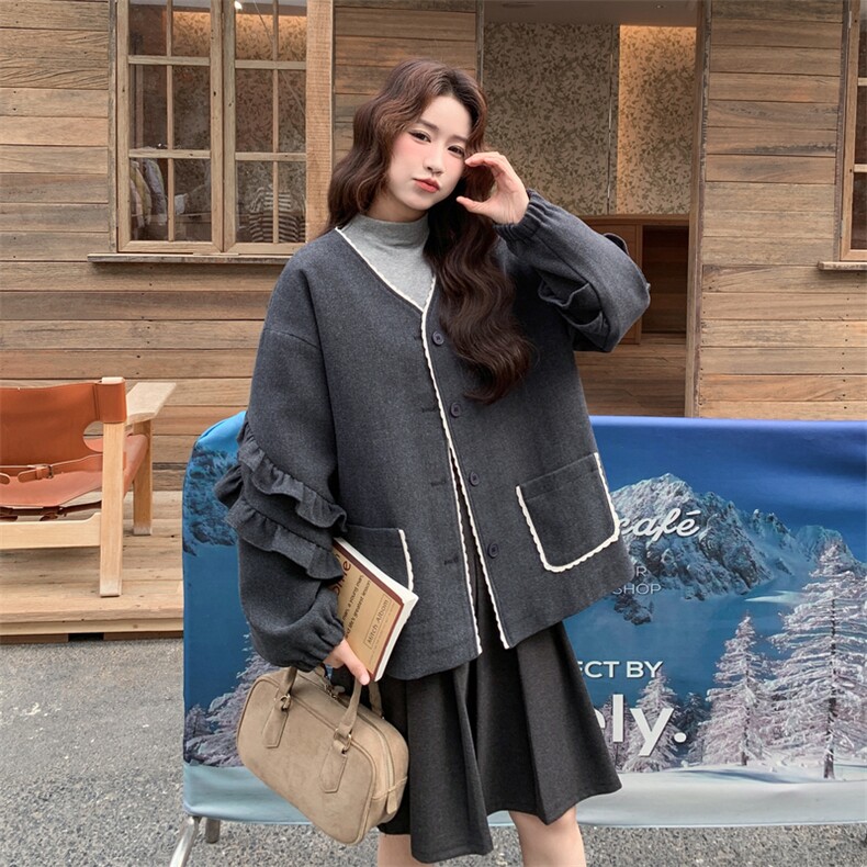 木耳边拼毛呢花边羽绒内胆90绒羽绒服2C239-112-P275-K408,女装羽绒服,2C239