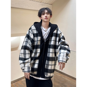小香风秋装新款拼色男士毛呢港风连帽夹克外套 A071-JK108-P125图片