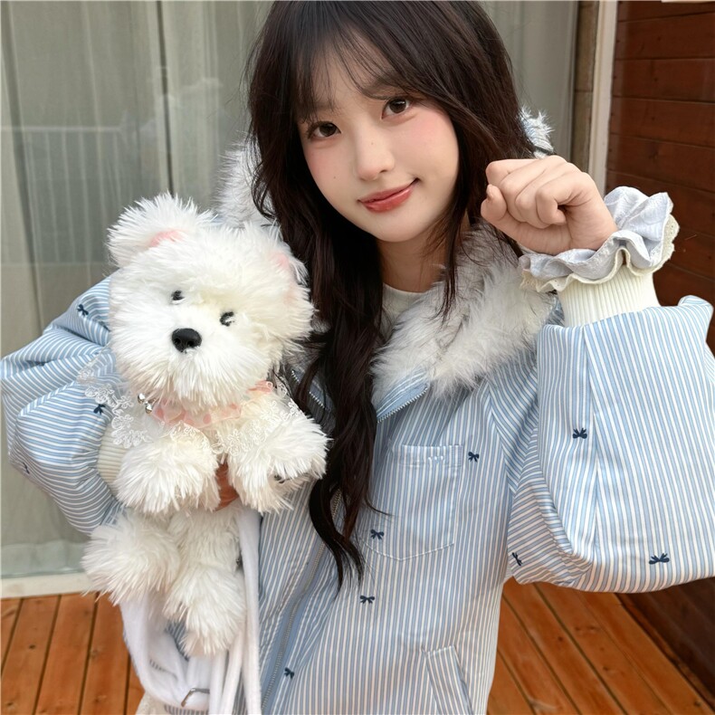 1506A/G36230/P99韩系可爱甜美蓝色毛领连帽棉服女冬季,男装棉衣,星座1506A