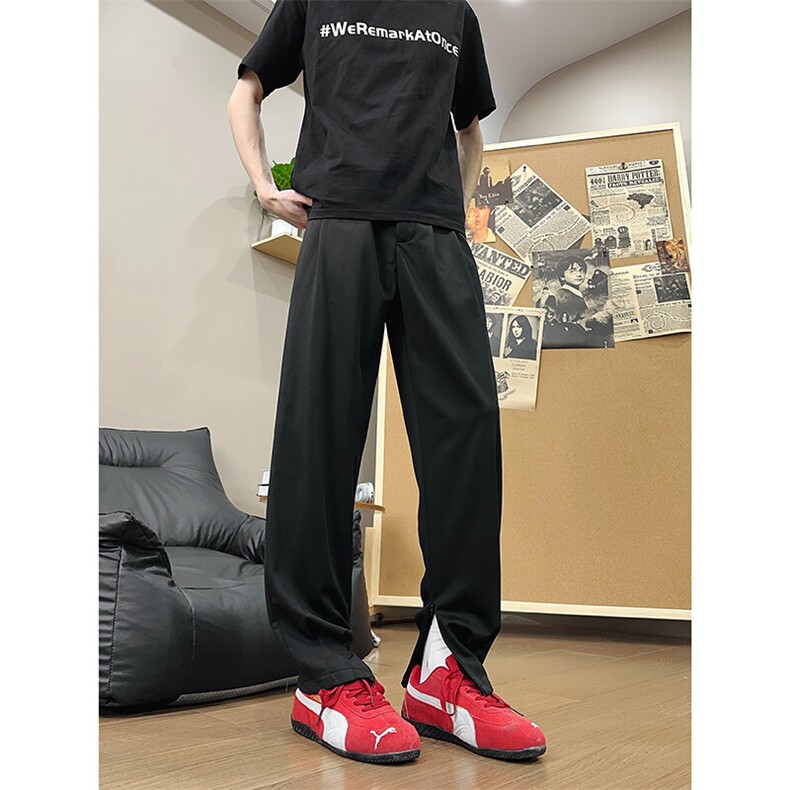 XK618-P40全橡筋腰前拉链小脚口西裤垂感免烫滑料宽松长裤,男装西裤,电商A178