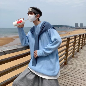 美式假两件毛衣毛衣男慵懒风休闲针织衫 M9910 P35图片