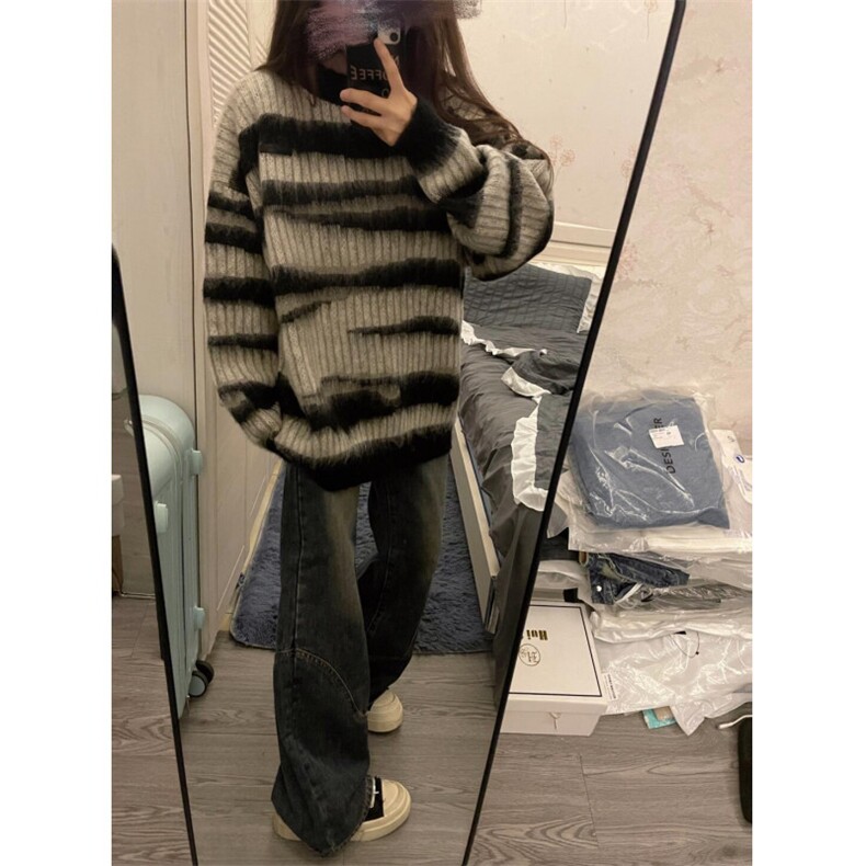 【有货】MY3010LL-特P46条纹毛衣男慵懒风情侣针织衫外套,男装针织衫/毛衣,星座1007（原301D）