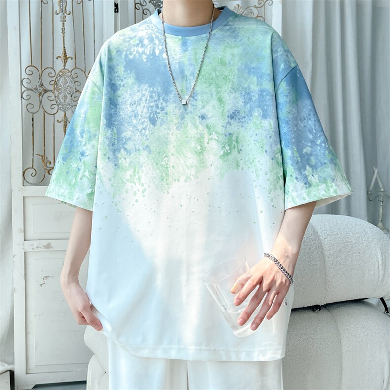 2025夏季新款旋律风车大码冰丝速干短袖M-5XHT25535-特P30,男装T恤,电商A022