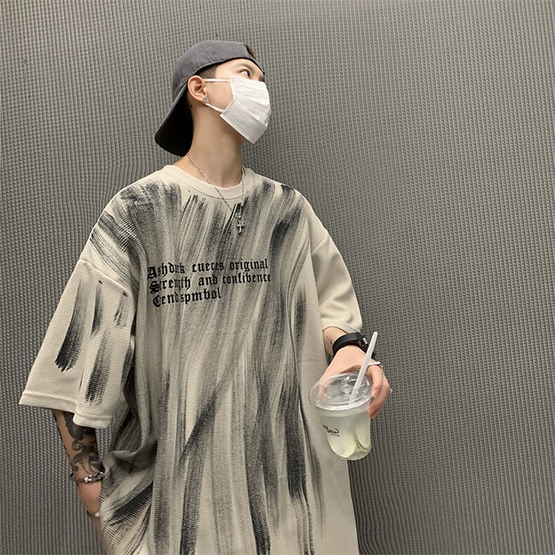 新款短袖t恤男夏季韩版潮流港风宽松休闲潮牌体恤衫T098-P30,男装T恤,星座308B-2