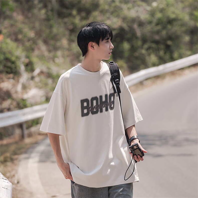 短袖夏季日系潮流半袖宽松情侣圆领男装T恤B225-YHT3103-P42-X55,男装T恤,电商B225