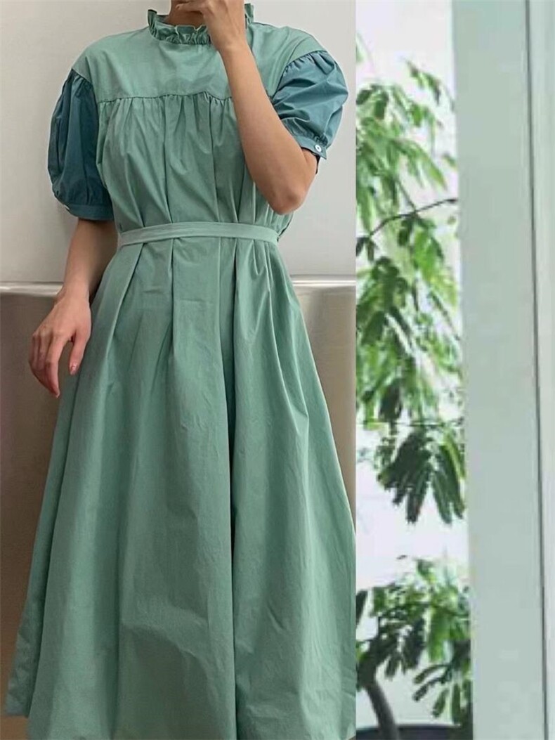 韩系拼接连衣裙，女装连衣裙，五和六季