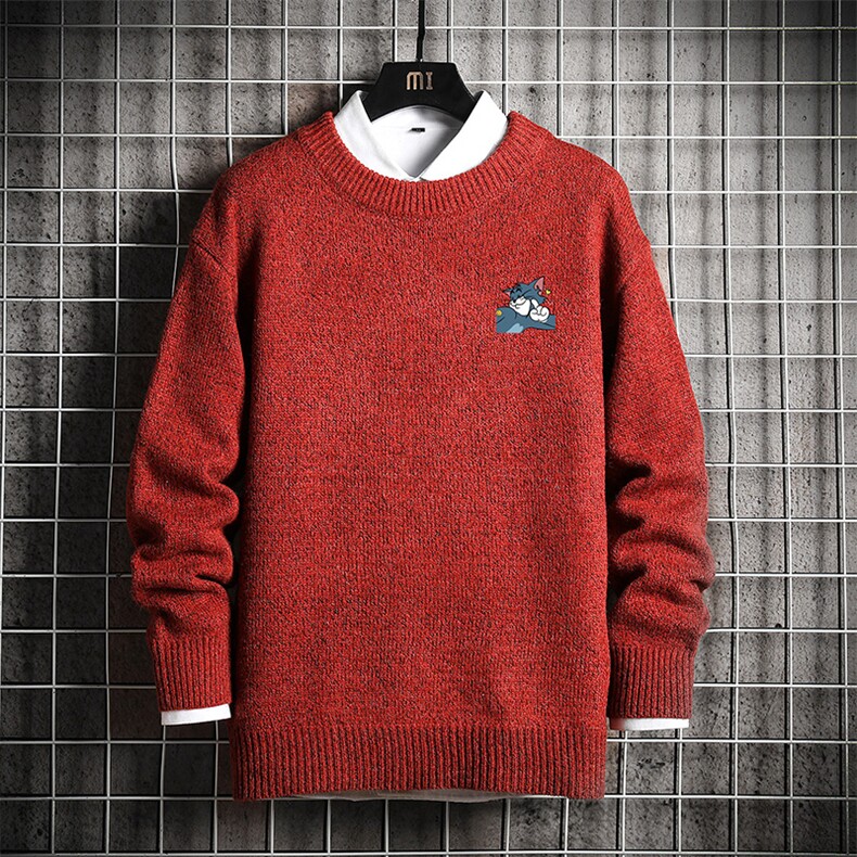 M19132-P45加绒款-P65加厚加绒毛衣男大码毛线衣男针织衫男线衫,男装针织衫/毛衣,电商A040A