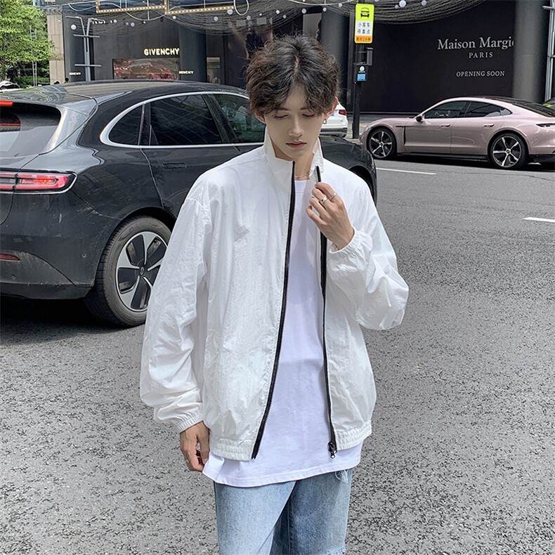 现货夏季无帽防嗮衣双拉链立领薄款透气冰丝纯色外套FS1006-P50,女装短外套,星座205-5