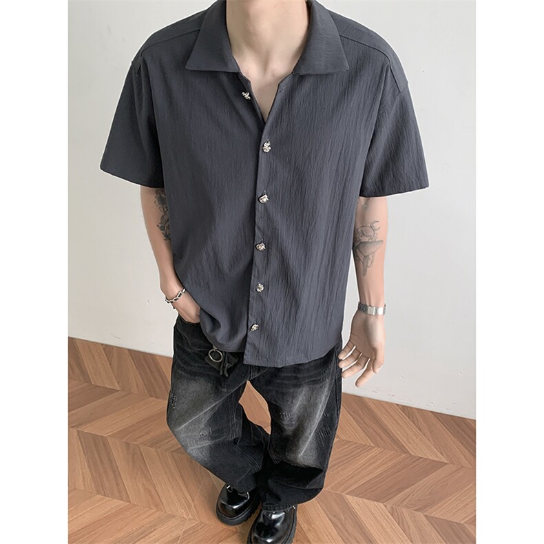 衬衫男短袖夏季冰丝轻熟风男装五分中袖衬衣外套C204-P35,男装T恤,星座308B-2