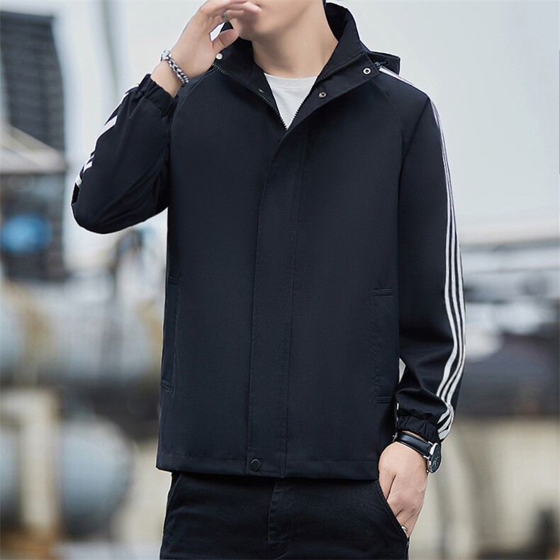 模特 春季潮流休闲男装连帽上衣2023新款运动夹克风衣男1256-P35图片