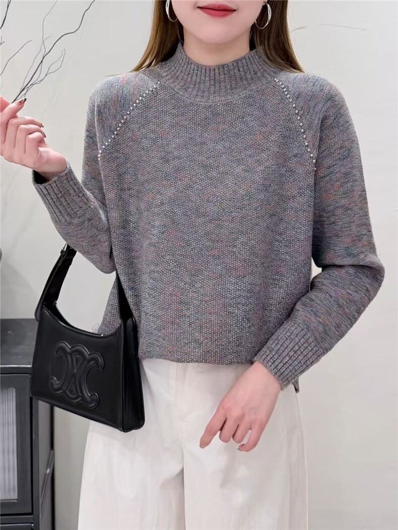 2025年秋季时尚百搭通勤简约休闲套头，女装针织衫/毛衣，暖烁特种纱工厂店
