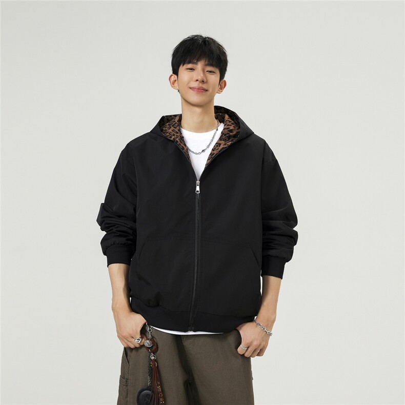 可二开豹纹元素大码M-5XL连帽夹克男聚酯纤维JK78091P69控108,男装夹克,星座227-7