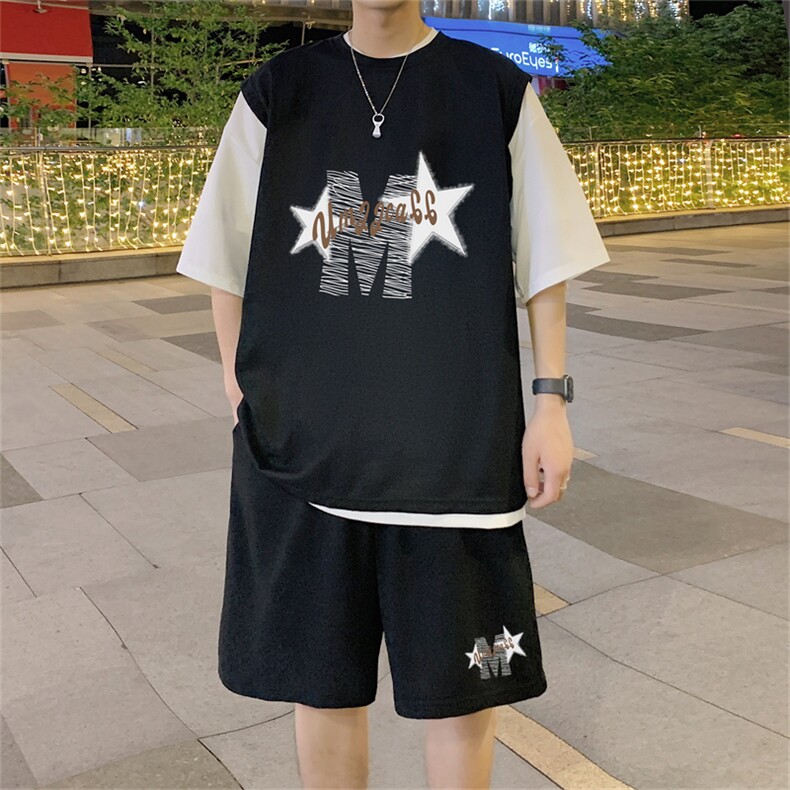数据款冰感华夫格套装潮流休闲短袖短裤两件套FTZ3053-P55控78,男装牛仔裤,电商B370