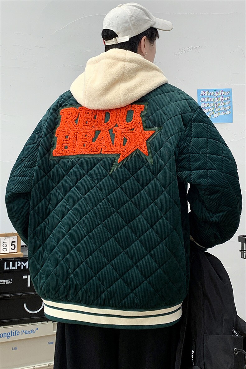冬款港风加棉加厚个性棉服假两件连帽外套男士8135-P140控价178,男装棉衣,电商A441-1