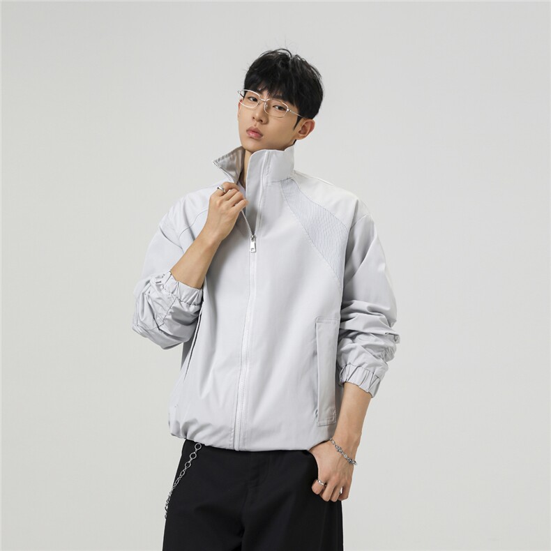 美式罗纹拼接袖子褶皱大码M-5XL教练夹克男JK78056P69控105,男装夹克,星座226-1