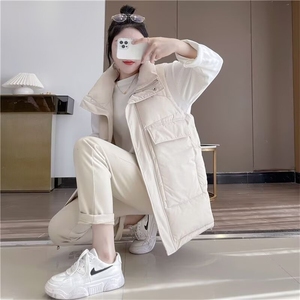 韩版港风东大门大码羽绒服女冬装新款宽松加厚大口袋马甲棉服外套图片