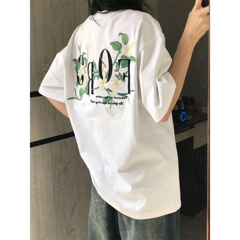 H0764-P35刺绣款休闲宽松版型情侣款短袖T恤图片
