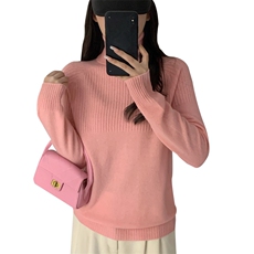 秋冬简约气质纯色羊毛衫女高领保暖减龄毛衣针织打底衫，女装羊毛衫，德尔信羊绒