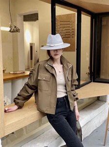 2021秋季新款韩版时尚休闲袖抽牛筋下摆抽绳短款风衣外套,女装风衣,L·H·X